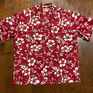 Hilo Hattie Red and White Floral Shirt